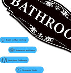 Bathroom Sign Sticker for Business and Home，Self-adhesive Cute Bathroom Decor for Door，Waterproof Vinyl Restroom Sign for Home，Office，Shop（Black）