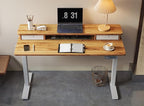 FEZIBO 55 x 24 Inch Height Adjustable Electric Standing Desk with Double Drawer, Computer Desk, Home Office Stand Up Table with 4 Height-Adjustable Feets & 2 Hooks, Light Rustic