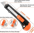 JOYUMY 3 Pack Utility Knife Box Cutter Retractable, Compact Box Knife for Cartons, Cardboard and Boxes, with 10 Piece 18mm Wider Snap-off Blade Razor Sharp Blade, Perfect for Office and Home Use
