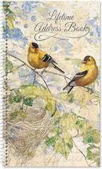 Current Feathered Nest Address Book - 94 Pages; Small 5" x 8-1/2" Size for Purse or Office, Spiral Bound Soft Cover Organizer for Contacts, Addresses, Email, & Phone Numbers + 50 Replacement Stickers