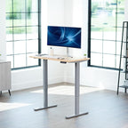 VIVO Electric 43 x 24 in Standing Desk, Memory Height Adjustment, 1B Series, Holds 220 lbs, One-Piece Light Wood Top, Gray Frame, DESK-KIT-1G4C