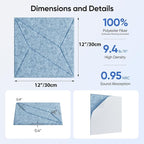 UNECHO 12 Pack 12" X 12" X 0.4" Acoustic Panels for Wall Sound Absorbing, P-Stripes Square Self-Adhesive Sound Panels, High Density Suitable for Multiple Scenarios(Light Sky Blue)