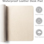 Aothia Leather Desk Pad Protector, Office Desk Mat, Large Mouse Pad, Laptop Desk Pad, Non-Slip PU Leather Desk Blotter, Waterproof Desk Writing Pad for Office and Home (Beige, 47" x 24")