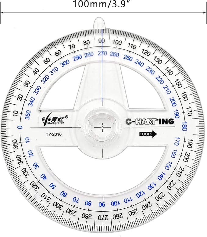 360° Protractor Pack of 5 Protactors Plastic Protractor Math Protractors Clear Protractor Ruler Drafting Tools Circle Protractor for Geometry