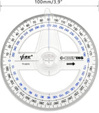 360° Protractor Pack of 2 Protactors Plastic Protractor Math Protractors Clear Protractor Ruler Drafting Tools Circle Protractor for Geometry