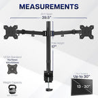 VIVO Dual Ultrawide Monitor Desk Mount, Heavy Duty Fully Adjustable Steel Stand, Holds 2 Computer Screens up to 38 inches and Max 10kg Each, Black, STAND-V038