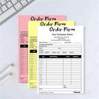 Custom Invoice Book in 3-Part /2-Part Receipt Book with Carbon Copies Personalized Carbonless Service Invoice Form Books Sales Order Book with Company Name Logo Address,B-Order Form Book with Logo