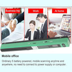 Zunate Portable A4 Handheld Scanner, 900 DPI USB Document, Photo Scanner with Offline Mode, Handheld Image Scanne for Home and Office (Green)