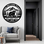 Custom Bear Metal Sign, Personalized Metal Address Signs Plague for Houses, Personalized Last Name Welcome Signs for Home, Rustic Farmhouse Home Porch Yard Decor