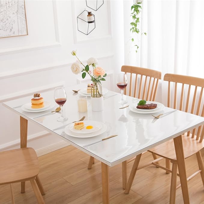 Eisdroma 54 x 84 Inch Clear Table Cover Protector, Clear Table Protector for Dining Room Table, 1.5mm Plastic Table Cover, Waterproof Table Pad for Kitchen, Office