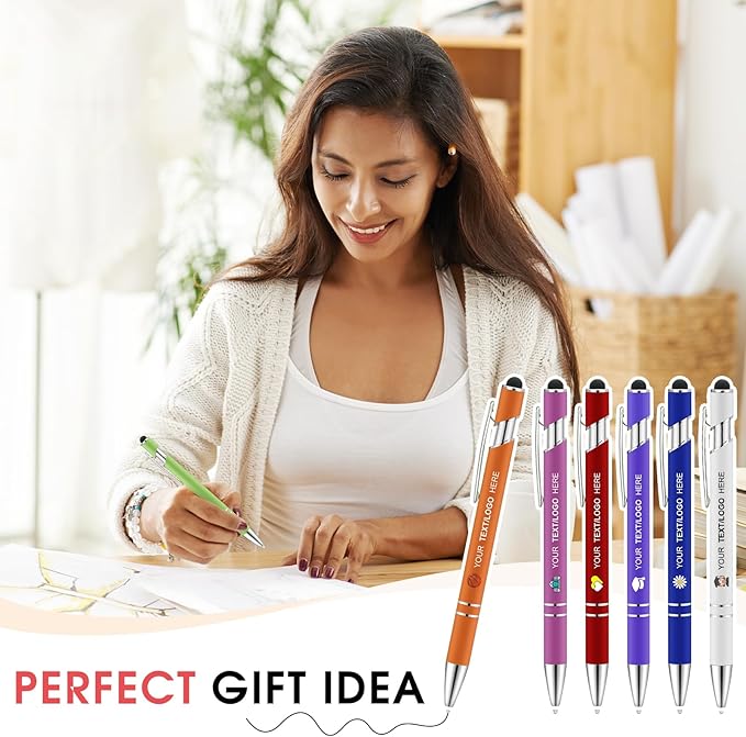 ENOMY Personalized Pens Bulk Free Engraved with Logo/Name/Message Black Ink Custom Pens Customized Stylus Ballpoint Pens Ideal Gifts for Business Anniversary (30)