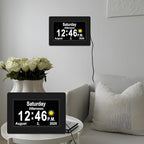 SSYA Dementia Clocks with Day and Date for Seniors,13 Alarms Custom Reminders, Extra Large Digital Calendar Clock for Elderly. (Black)