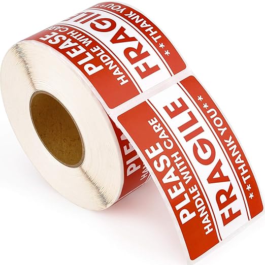 Methdic 2"x 3" Fragile Stickers 500 Labels Per Roll Strong Adhesive (Handle with Care,Do Not Drop,Thank You) Labels for Shipping and Moving