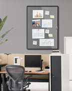 Mifuro 38"x28" Enclosed Bulletin Board, Lockable Weather-Resistant Aluminum Cork Noticeboard for Hospital School & Office, Black Frame w/Grey Flet