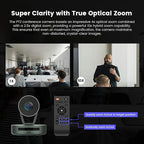 NEARITY Conference Room Camera System, Zoom Certified Scalable Conference Speakerphone, POE Daisy Chain, Noise Reduction, 2K NDI PTZ Webcam w/Optical Zoom for Video Conferencing/Streams in Large Rooms