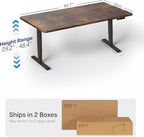 VIVO Large Electric 83 x 30 in Standing Desk, Memory Height Adjustment, 1B Series, Holds 220 lbs, Rustic Vintage Brown Top Black Frame, DESK-KIT-1B8N