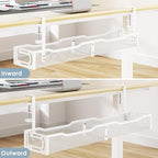 Mzmaxy Cable Management, 25'' Cable Management Under Desk No Drill, Metal Cord Organizer with Clamp for Standing Desk, Cable Organizer for Home Office, White