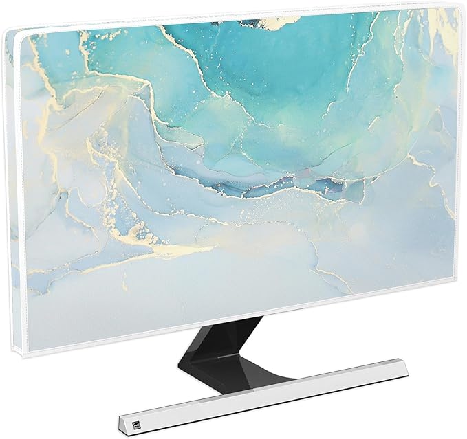 Baocicco Blue Green Marble TV Display Screen Cover 40, 41, 42，43 Inch Creative Anti-Static Dustproof Monitor Accessories Laptop LCD Cover Modern Screen Television Decoration for LED LCD OLED TVs