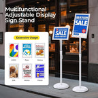 YIYO sign stand，floor sign holder poster stand heavy duty pedestal signage stand for display (WHITE, 11*17)