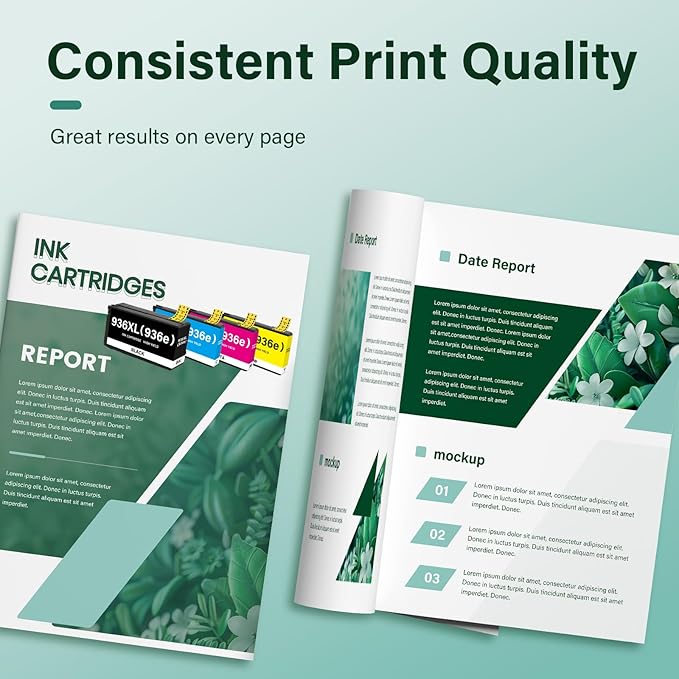 936XL 936 9125e Ink Cartridges Combo Pack: Replacement for HP 936e 936 Ink Cartridges for HP Printers OfficeJet Pro 9125e 9120e 9730e 9130 9135e 9122e 9128e 9110b 9120b 9130b 9130e