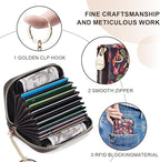 APHISON RFID Credit Card Holder Wallets for Women Leather Zipper Card Case for Ladies Keychain Wallet