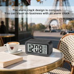 KESHIDE Travel Digital Alarm Clock, Battery Operated with Indoor Temperature, Desk Small Clock,Snooze Model,12/24H Display for Bedrooms Heavy Sleepers Kids Travel Bathroom (Black)