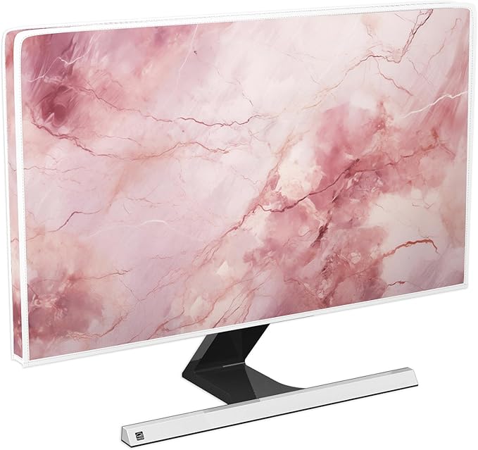 Baocicco Fashion Pink Marble Waterproof Television Cover 50, 51, 52 Inch Full Body Covers for Television Screen Panel Case Computer Sleeve Compatible with PC, Desktop and TV LED LCD OLED