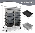 GOFLAME 15-Drawer Rolling Storage Cart, Craft Storage Cart with Removable Drawers & Lockable Wheels, Art Cart Supply Storage Organizer for Home Office Classroom, Gray Gradient