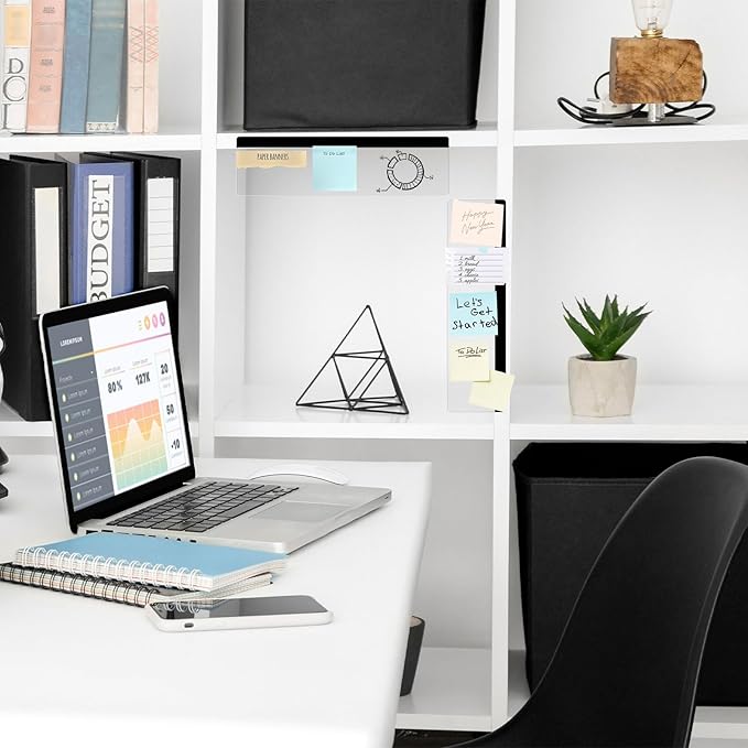 DOLLAR BOSS Monitor Memo Boards for Computers 2 Pcs Office Desk Accessories 11" x 3.1" Transparent Acrylic Monitor Side Panel Multifunction Message Board Screen Note Holder for Office Home Work Desk