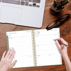 2026 Planner - Planner 2026 from January 2026 - December 2026, Weekly & Monthly Planner Spiral Bound with 12 Monthly Tabs, Inner Pocket, 6.4" x 8.5", Green-E