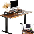 Standing Desk with Monitor Stand – Walnut Solid Wood Desk, Natural Live Edge, Adjustable Height Dual Motor, Sit Stand for Home Office (Black, W60 x D27)