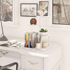 YMYNY Desktop Shelf Organizer, 4 Tier Storage Display Rack, Desk Shelf Organizer Small Bookshelf with Metal Frame for Office, Books, Plants, 12.2" x 9.45" x 17.52", White UHSR007W