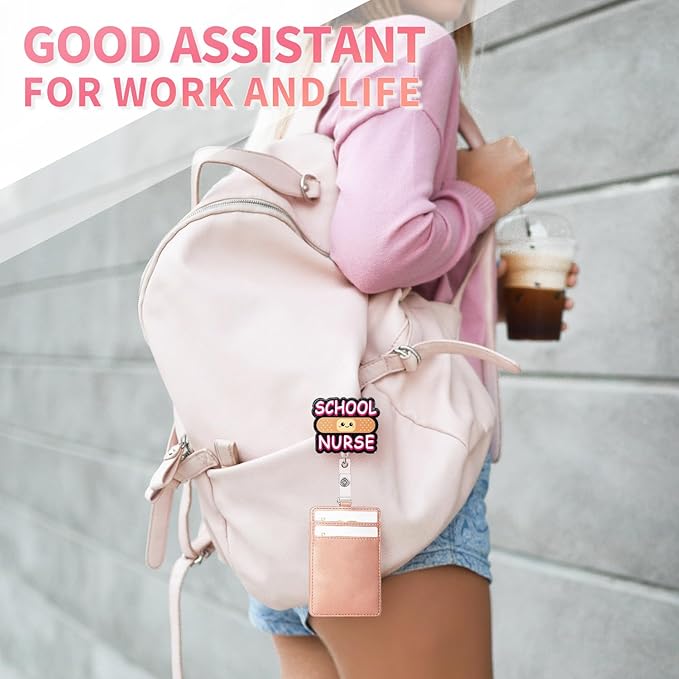 Aoryalps School Nurse Retractable Badge Reel Holder Retractable with ID Clip for Nursing Name Tag Card Nursing Student Teacher Doctor Medical Assistant Work Office Clip-Gifts for Nurse