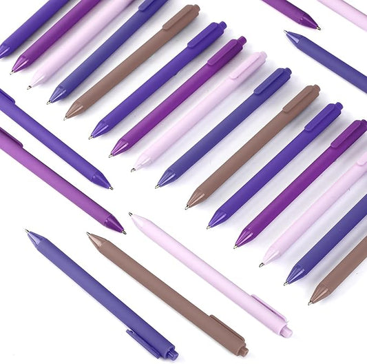 25 Pcs Ballpoint Pens Bulk Retractable Writing 1. 0 mm Black Ink Cute Pens Smooth Writing Color Fancy Gift for Teacher Student Employee Office School Home Baby Shower Supplies (Purple Series)