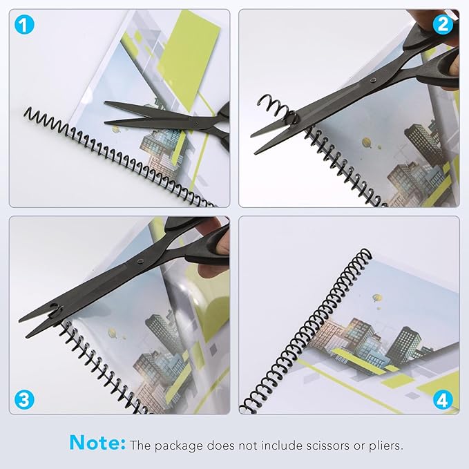 150 Pack Plastic Spiral Binding Coils,1/4", 5/16", 3/8", 1/2", 5/8", 3/4", 4:1 Pitch Multi-Size Pack of 150