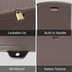 Decksplore 90 Gallon Pro Outdoor Storage Box Waterproof Lockable Resin Deck Box Large, Patio Storage Bin for Pool Accessories Cushion Furniture, Garden Tools, UV-Resistant Outside Delivery Brown