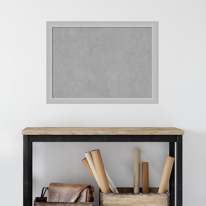 Amanti Art Silver Framed Magnetic Board 23x31 Medium Vision Board for use with Magnets, 100% Metal Sheet to Display Items as Office Decor or for Home Organization in mudroom, Kitchen or Kids Room