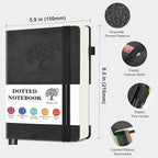 PERCUN Dotted Journal Notebook for Men & Women, 160 Pages Dot Grid notebook for Note Taking, Bullet Journaling Notebook for Work, School, Travel, Writing, A5 Hardcover 5.9" x 8.5" (Black)