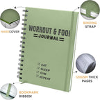 Nextnoid Hardcover Fitness & Food Journal - Workout & Meal Planner Notebook for Men & Women - A5 Sturdy Food Log Journal to Track Diet, Gym & Home Workouts - Green