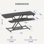 FLEXISPOT 40" Wide Standing Desk Converter Sit to Stand up Riser Height Adjustable Computer Workstation with Spacious 2-Tier Desktop, Black