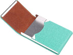 DMFLY Business Card Holder for Women and Men - Magnetic Shut Case for Purse, Green-bm