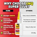 Super Glue Thick CA Glue Clear 30 Gram, Heavy Duty Superglue Instant Cyanoacrylate Adhesive for Plastic Ceramic Leather Metal Glass Wood Pla Shoe Sole Repair, Strong Oily Liquid Bonding