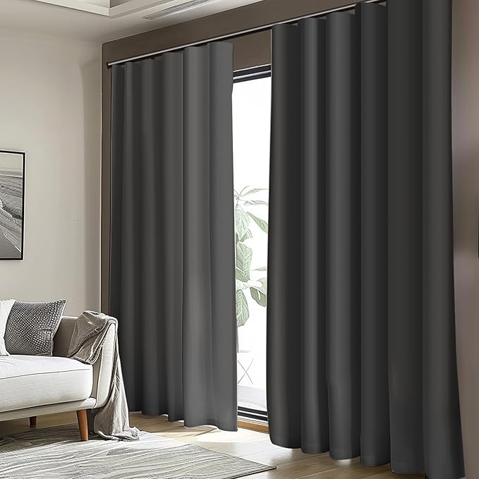 Cbsroro Room Divider Blackout Curtain Track Curtains Wall Dividers Panels Screen for Living Rooms Bedroom Office Privacy Partition Separation, W120 × L96 Inch,1 Panel, Black