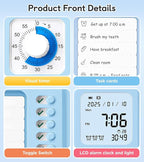 3-in-1 Visual Timer & ADHD Tool for Kids|Adults, Task Timer with Chore Chart Board, Visual Schedule for Kids with Autism, Daily Checklist for Home, School, Classroom, Desk (Blue)