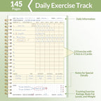 Fitness Journal Workout Planner for Women & Men, A5 (6.4" x 8.3") Workout Journal Log Book Planner Gift for Track Gym Essentials, Home Workouts, Track Progress, Achieve Wellness Goals, Green