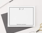 Classic Personalized Two Letter Stationary Monogram Stationary Set for Men and Women, FLAT OR FOLDED NOTE CARDS, Personalized Monogram Stationery Set with Envelopes, Your Choice of Colors and Quantity