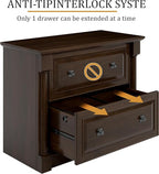 blini 2 Drawer File Cabinet Farmhouse Lateral File Cabinet with Hanging File Folders，Fits Letter/Legal/A4 Sizes, 36.8" Large Wood File Storage Cabinets Printer Stand for Home Office