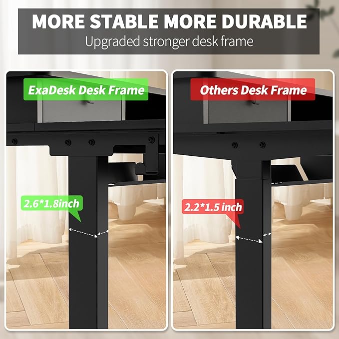 ExaDesk 55 * 30 Inches Electric Standing Widened Desk Adjustable Height with 4 Drawers, Double Storage Shelves Stand Up Desk, Home Office Workstation Sit Stand up Desk (Classical Black)