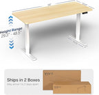 VIVO Electric 60 x 24 in Standing Desk, Memory Height Adjustment, 1B Series, Holds 220 lbs, One-Piece Light Wood Top, White Frame, DESK-KIT-1W6C