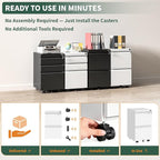 TEEALUBAN 2 Drawer File Cabinet with Lock,Under Desk Rolling Small Filing Cabinet for Home Office Storage, Mobile Steel Cabinets with Wheels, Fully Assembled, White